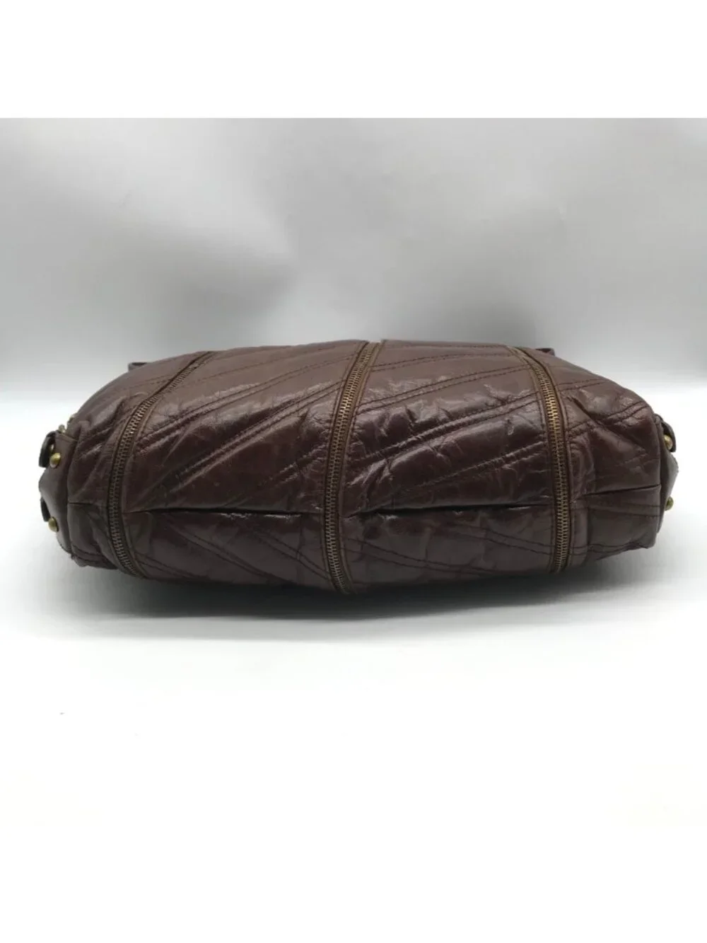 Betsy Johnson Brown Leather Ziplock Large Hobo Bag